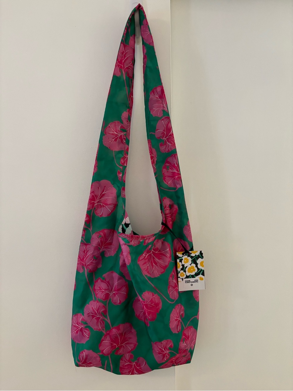 Target Reversible Green Shoulder Bag with Pink Floral Print